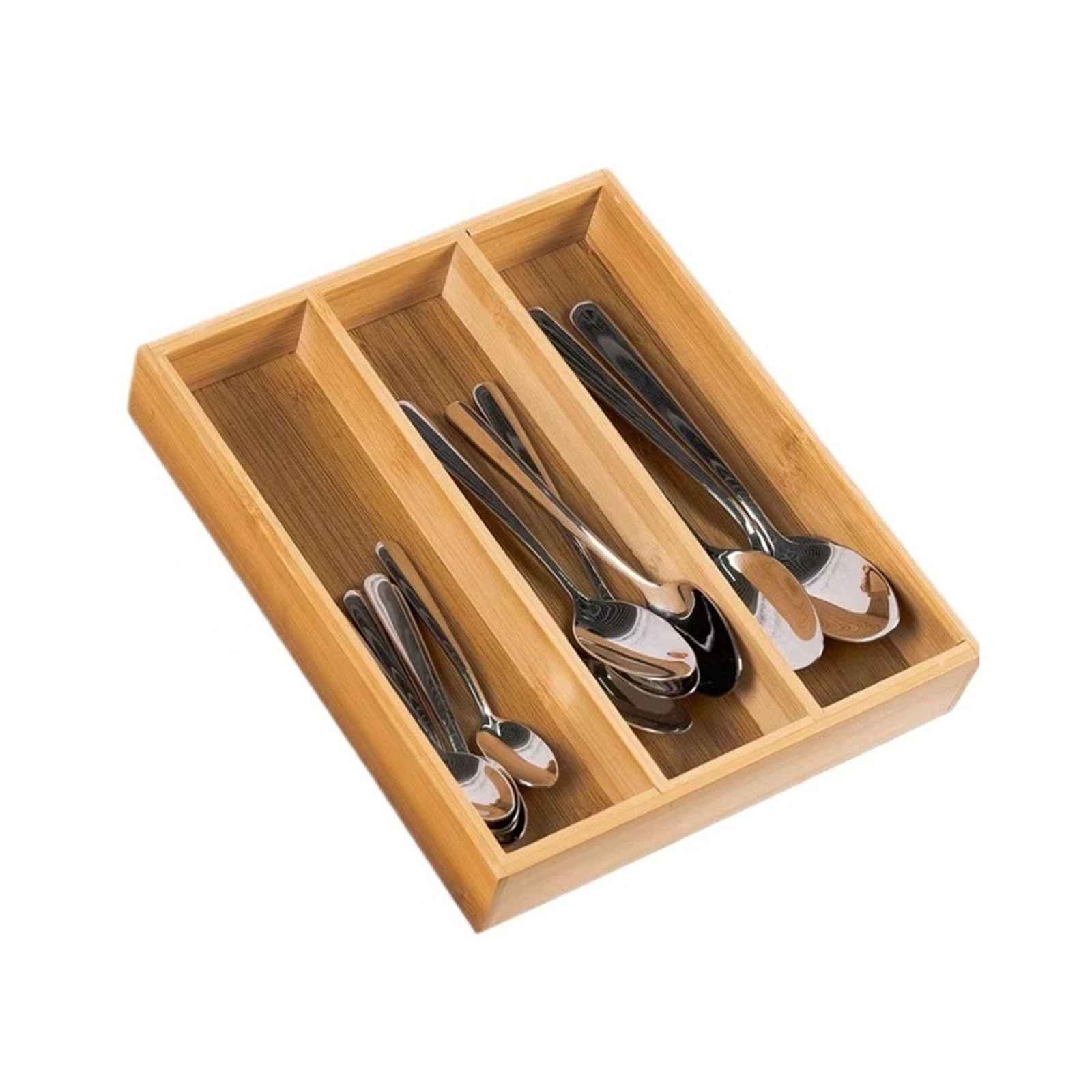 UBOHUZ 2PCS 3-grid Divided Storage Box Knife Cutlery Kitchen Drawer Organizer For Tabletop And for Spoons Forks Knives