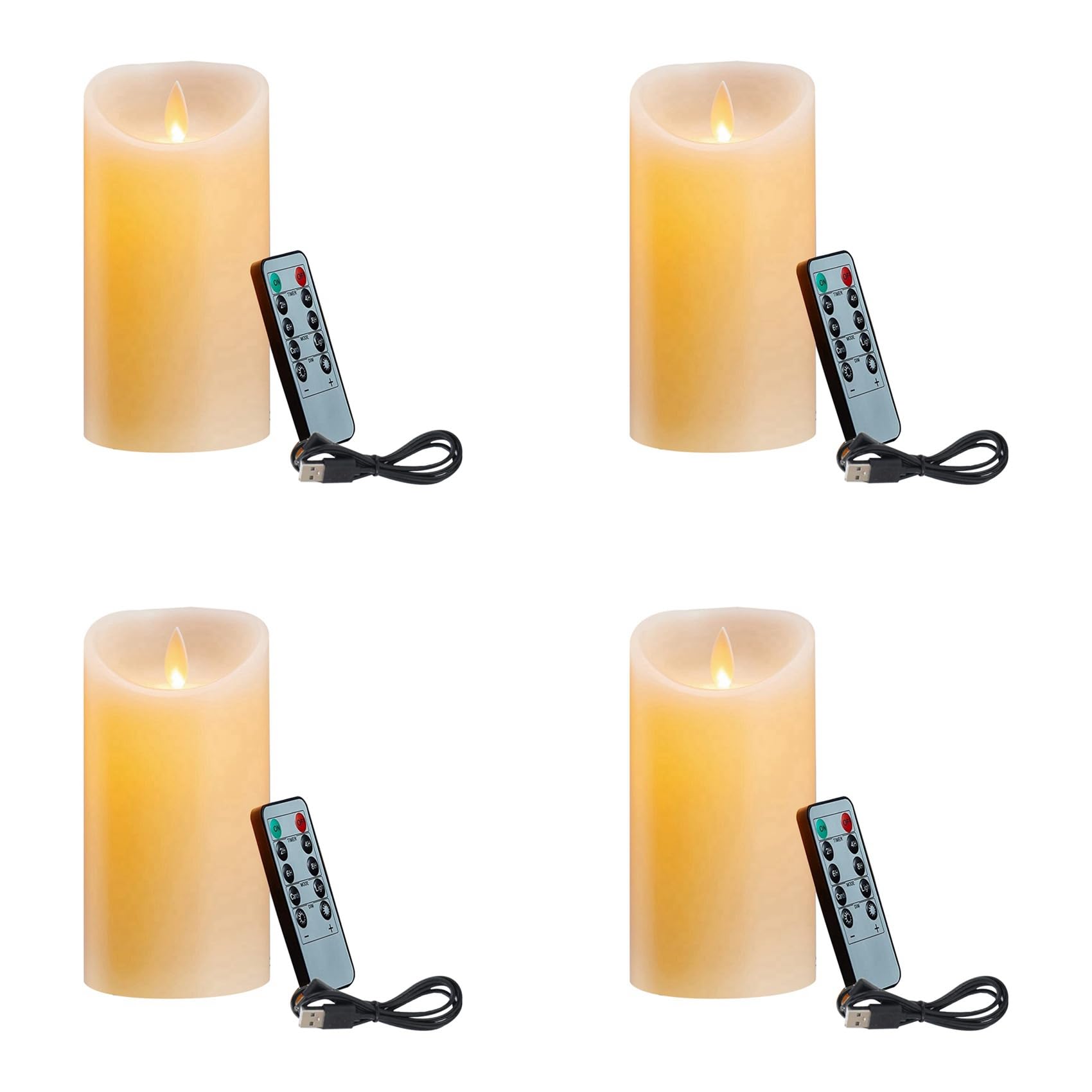 Hndhbfgrt 4X LED Candles, Flickering Flameless Candles, Rechargeable Candle, Real Wax Candles with Remote Control,12.5cm A