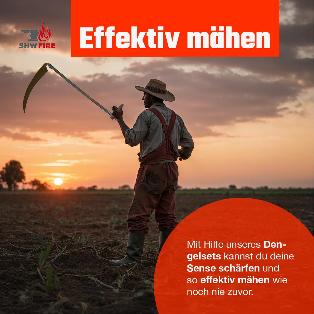 Dengelhammer und Dengelamboss Set - optimales Dengeln und Schärfen von Sensen von SHW-FIRE