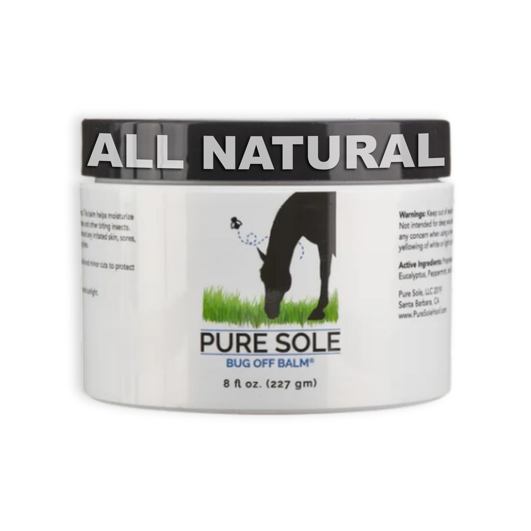 Bug Balm for Horses | Pure Sole Bug Off Balm | Helps Protect Ponies, Cows, Donkeys & Other Farm Animals |Sweet Itch Belly Balm Ointment| Safe for Face, Ears, Eyes, and Wounds, 8 oz.