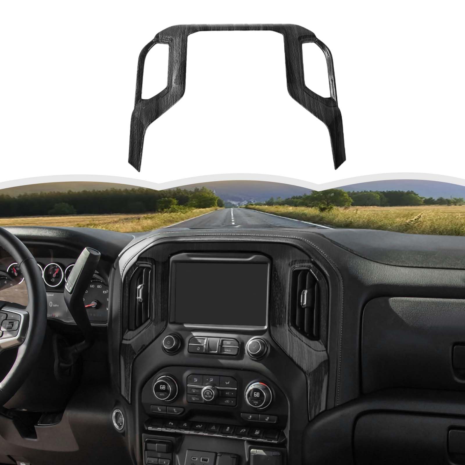RT TCZ - Consola central con navegación GPS, panel embellecedor, cubierta decorativa, accesorios interiores compatibles con Chevrolet Silverado 2019-2021 y GMC Sierra 2019-2022, color madera negra