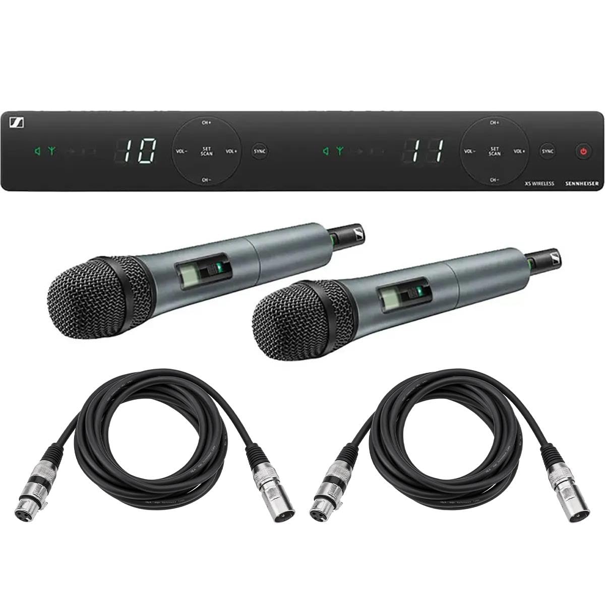 Wireless Dual-Vocal Set, Includes 2X SKM 835-XSW-A Handheld Mic, Bundle with 2X H&A XLR M…