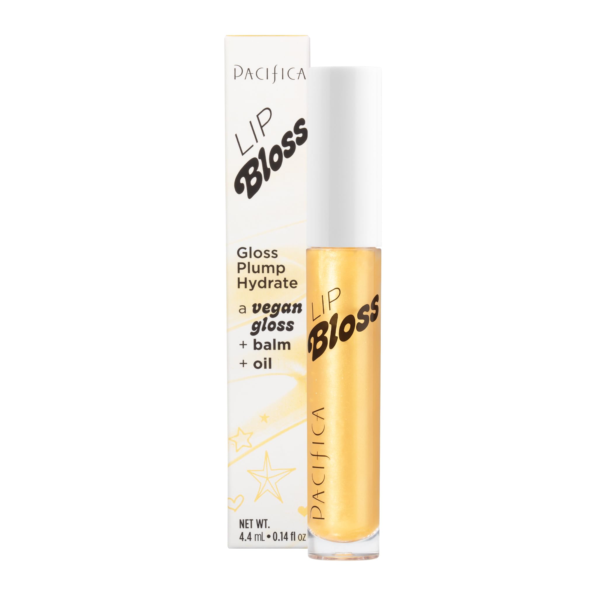Pacifica Plumping Lip Gloss - Lip Bloss Tinted Lip Balm Treatment - Vanilla Bean Flavored - Moisturizing, High-Shine, Lon...