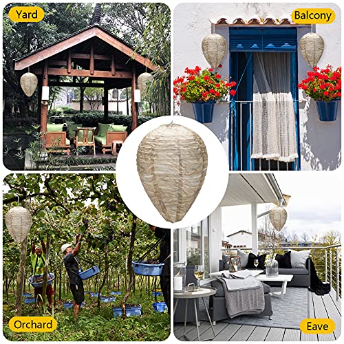 Wesp Nest Decoy, 4 stks opknoping nep wesp nest natuurlijke nep wesp nest afstotend waterdicht veilig nep val papier lokel effectieve afschrikking bijen horzels nep nest voor thuis en tuin buitenshuis (papier) - Image 6