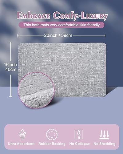 Miniatura 2 de SwiiSmil - Alfombras de baño finas, suaves y superabsorbentes, de secado rápido, antideslizantes, se ajustan debajo de la puerta, tapete lavable