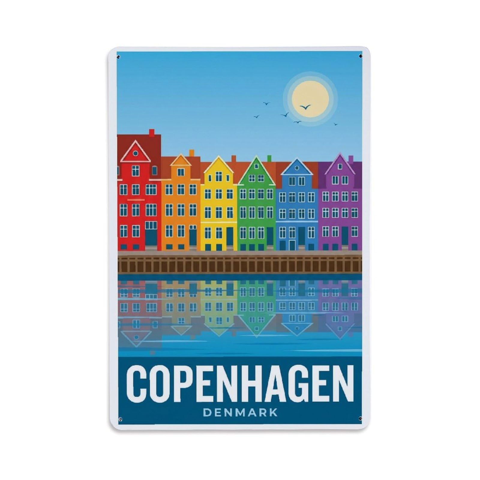 Este 8X12inch Style Vintage Travel Copenhagen Denmark Colorful Metal Tin Sign