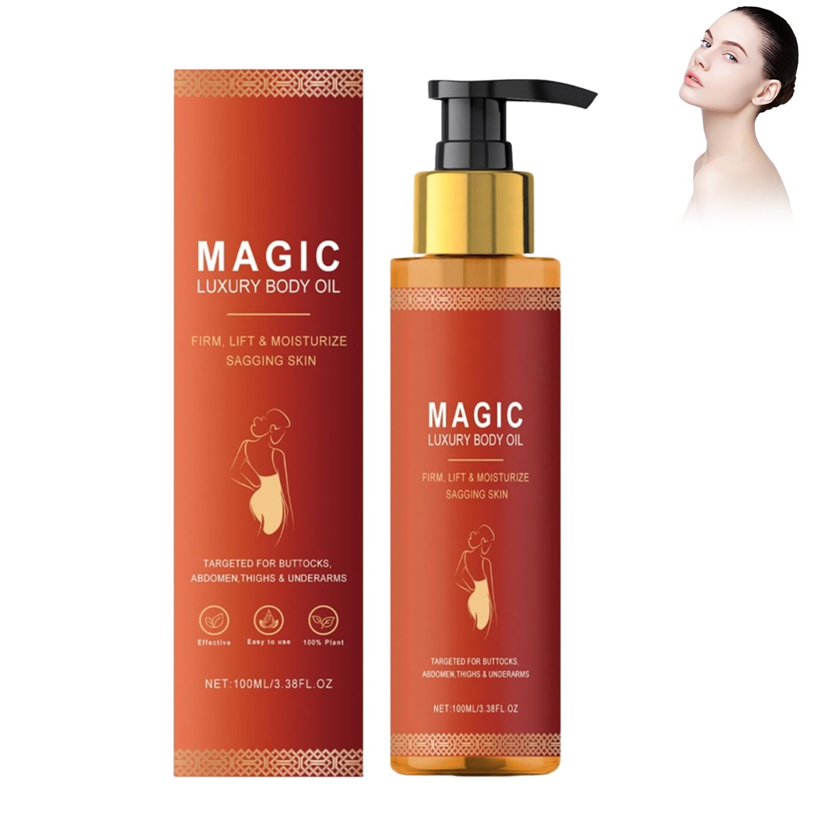 Xiquzal Magic Body Firming Oil, Luxury Body Oil, Magic Firming Body Oil for Women, Moisturizing, Fast Absorbing, Nourishing Dry, Improves Elasticity, Reduces Fine Lines, for All Skin Types, 100ml