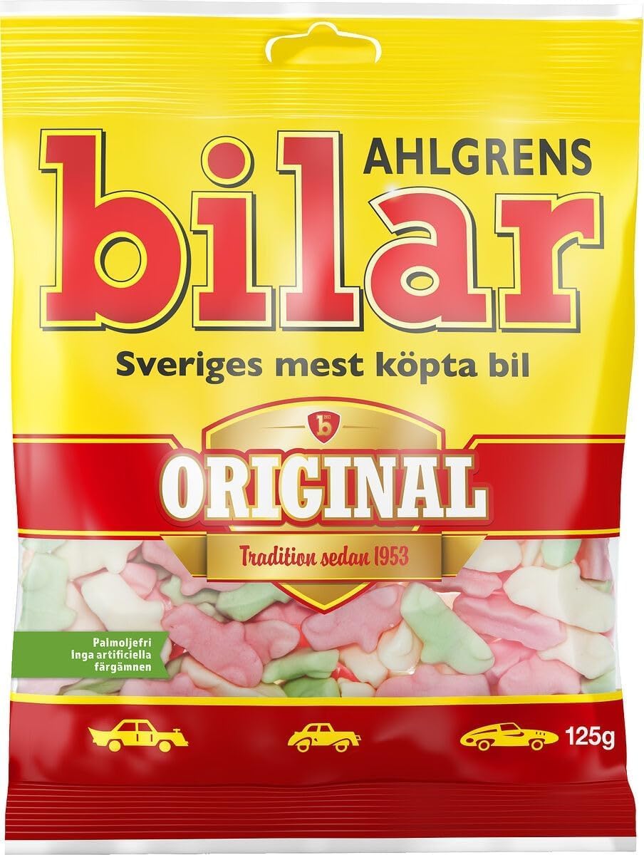 Ahlgrens Bilar Mix Set 20 paquetes - Elija cualquier paquete de muchos sabores Sueco - Caramelos de malvavisco - Coches - Caramelos de goma - Dulces