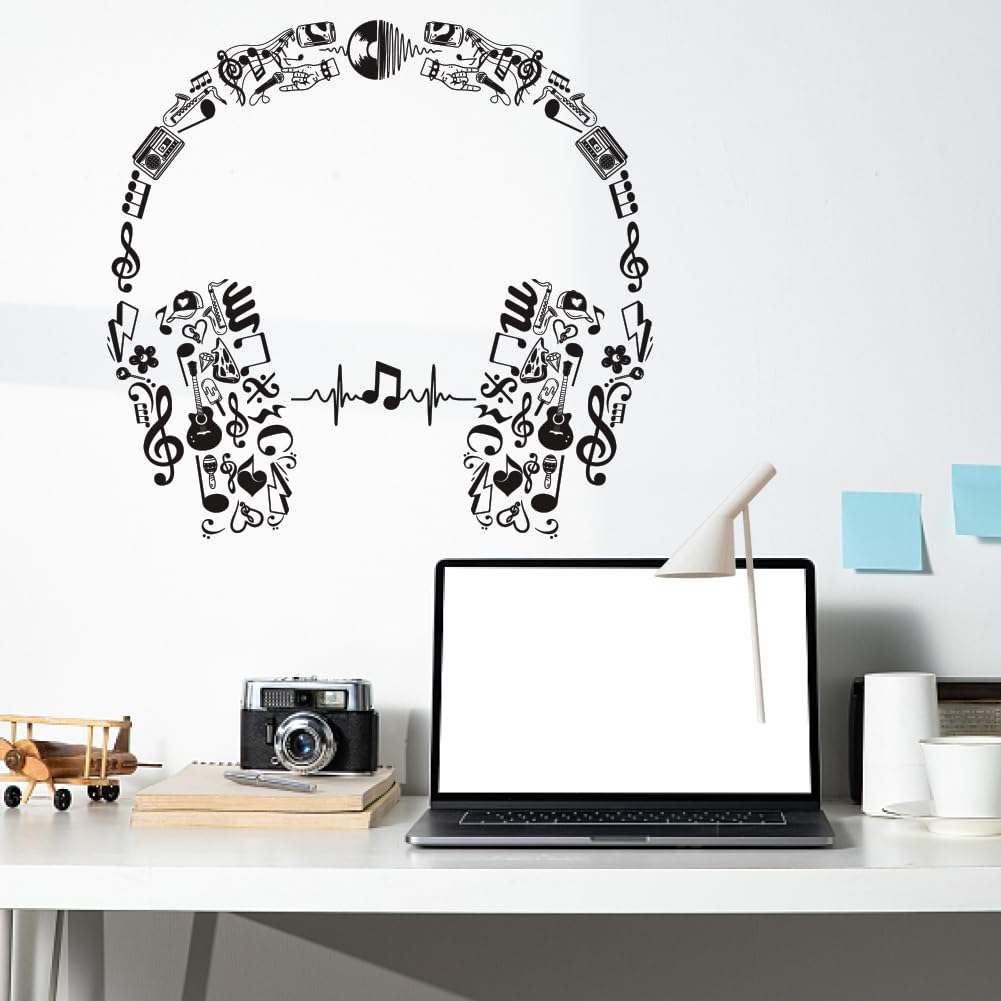 ANATTASOUL 2pcs Kitchen Wall Stickers Headphones Peel and Stick Wall Decals,Wall Murals Removable Wall Art Decor for Living Room Bedroom - Image 4
