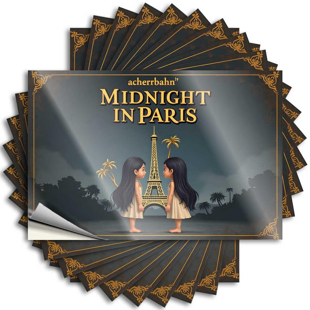 Fzfn Colour Funny Sticker Accent, Gamers Water Midnight In Paris: A Magical Adventure | Cool Decor(6X9cm)