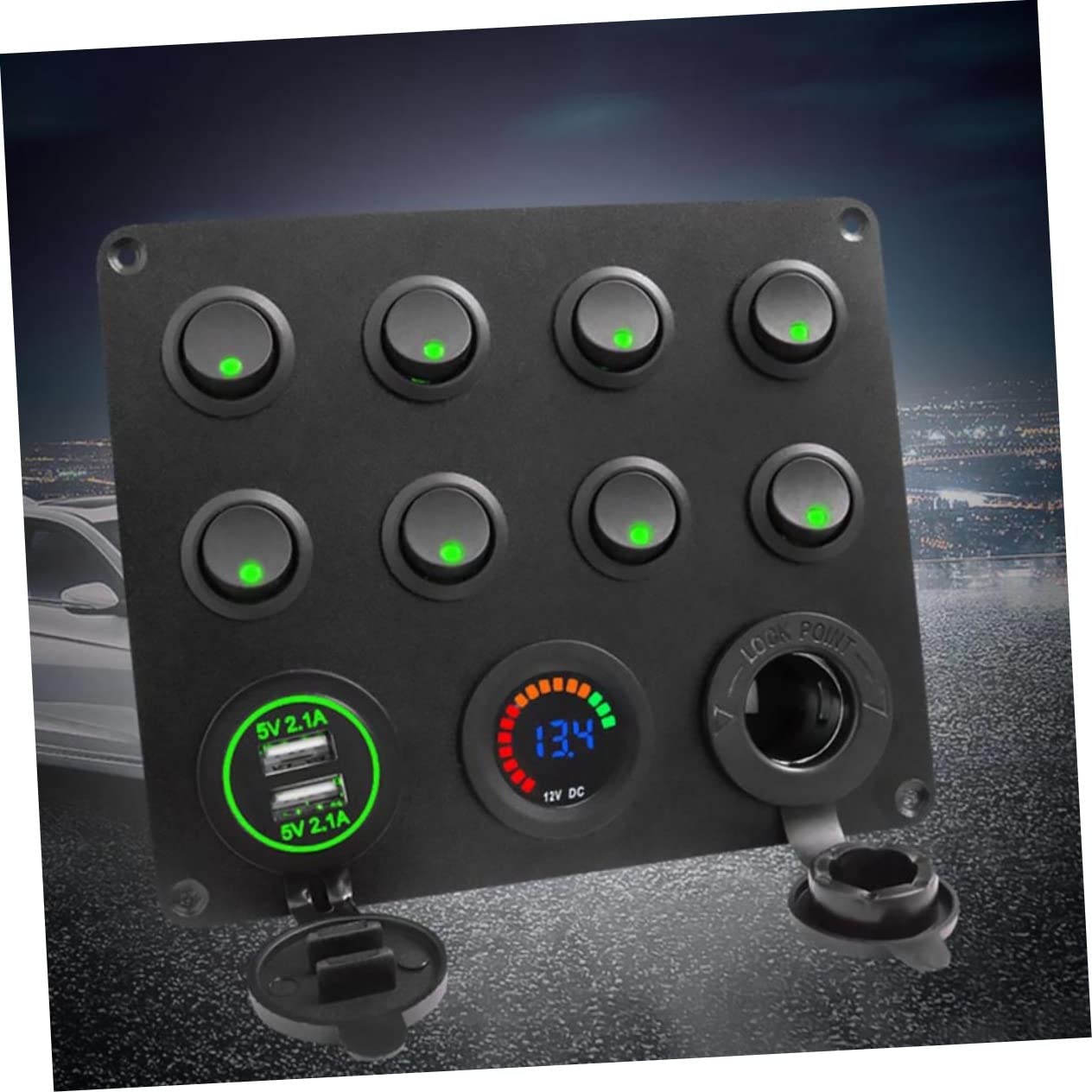 Panel de Control Marino Doble USB 4.2a y Voltímetro para Coche, Camión y Rv