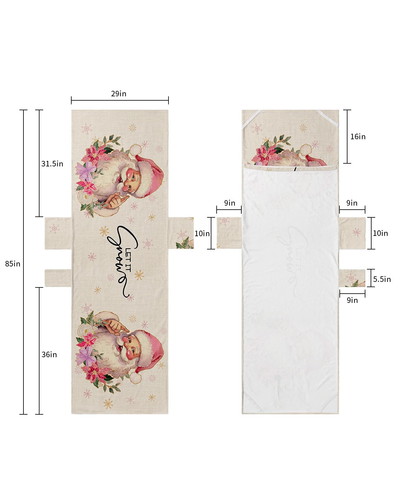 Pink Christmas Beach Lounge Chair Towel Cover, Soft Chaise Lounge Towel with Side Pockets Patio Pool Chairs Cover for Beach/Pool Sunbathing 29x85 Pink Santa Winter Snowflake Botanical Rustic Burlap