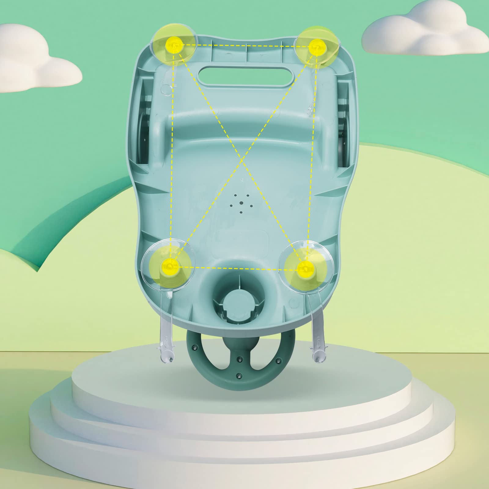 Siège de bain pour bébé avec dossier réglable - Pliable - Avec ventouse puissante - Portable - Pour bébé à partir de 6 mois - Vert