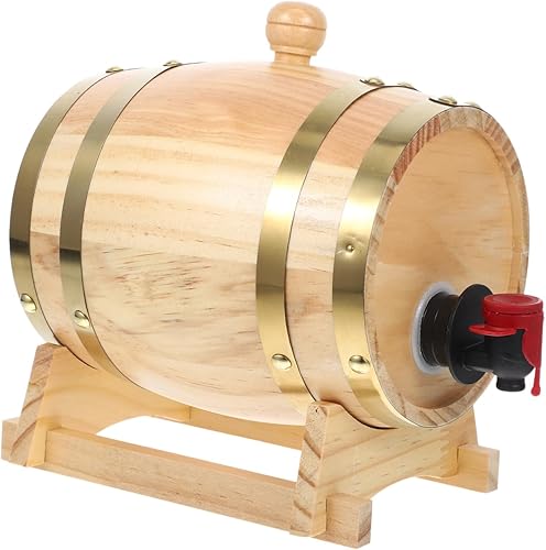 Barril de whisky pequeño para whisky a granel, recipiente decorativo de 27.1 fl oz, barril de envejecimiento de roble de madera de pino con espita