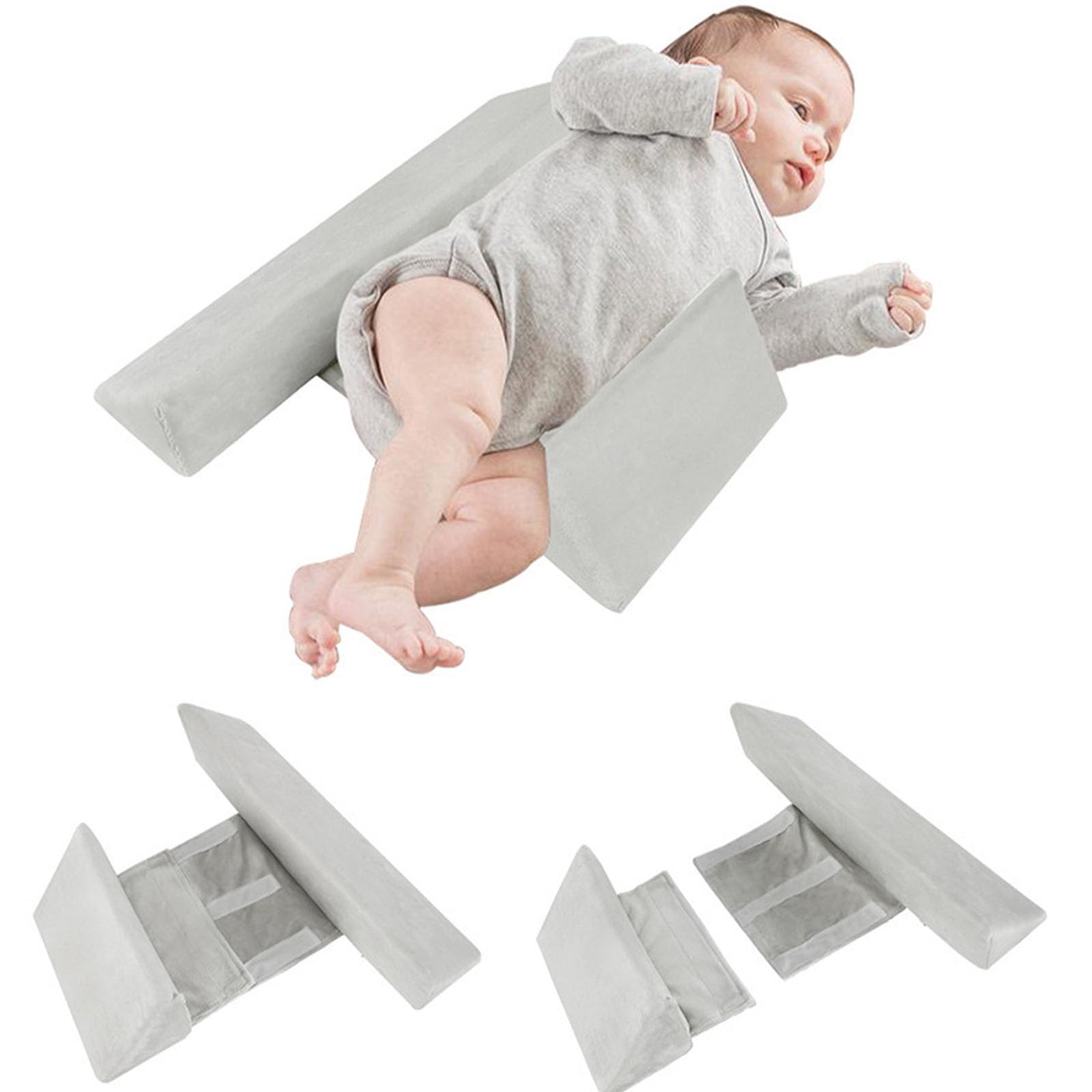 Baby's Head Shaping Pillow, Memory Foam Baby Side Sleep Pillow, Detachable and washable Anti Spit Milk Pillows Protect the Baby Waist Pillow for Mom and Infant Sleep Well (GREY)