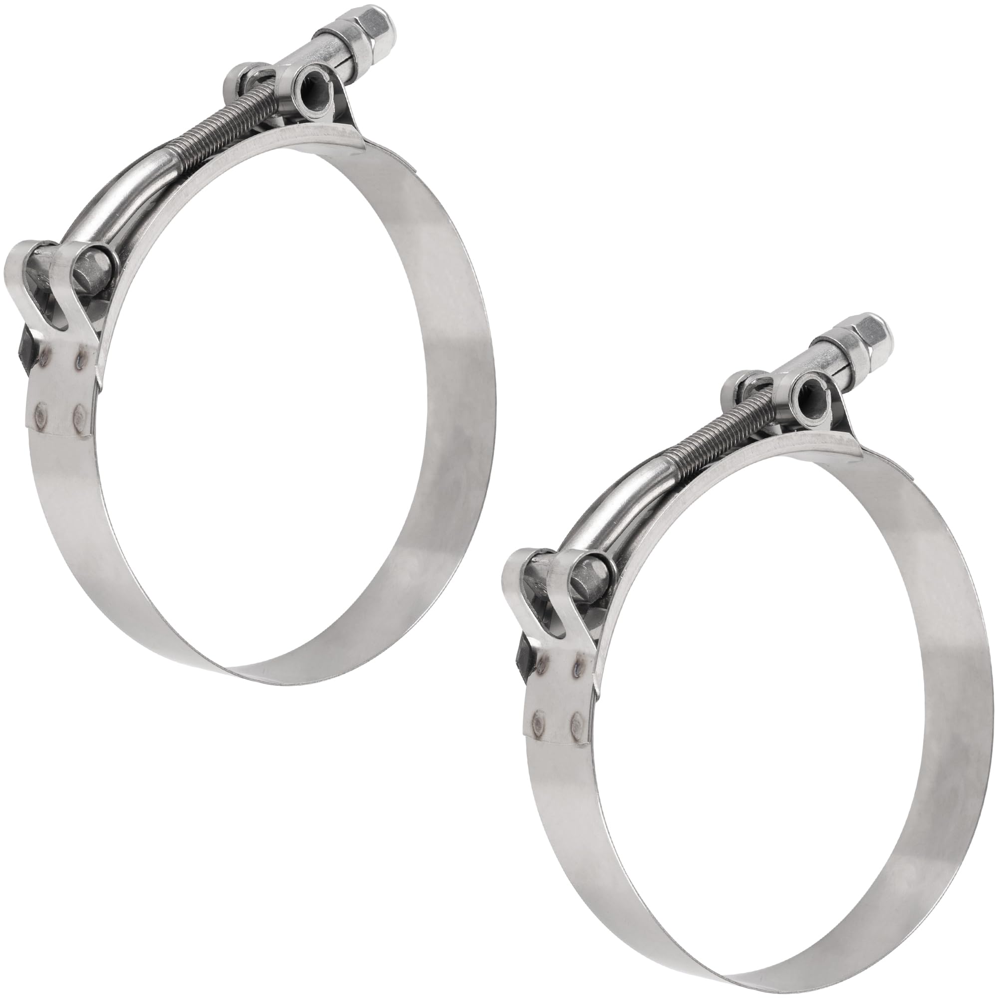 BlueStars 2-Pack 3" T-Bolt Hose Clamps with Working Range 83-91mm, 304 Stainless Steel - Compatible with Automotive, Industrial, Marine, Household -
