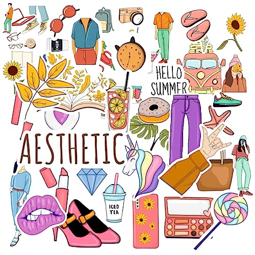 Image of Zesta Aesthetic Stickers for Laptop /Waterproof Anime Decal for Books /Vinyl Sticker for Fridge /Easy to Use Korean Car Sticker Kawaii Cute Stickers (Aesthetic)-Self-Adhesive