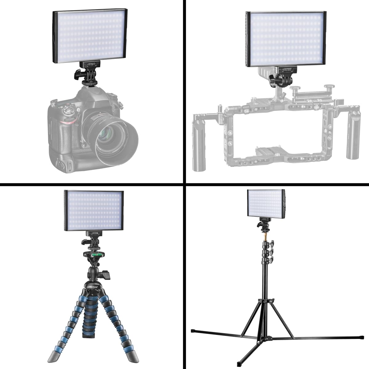Walimex pro LED Niova 150 Bi Color Videoleuchte, On-Camera Fotolampe 15 W, Videolicht mit einstellbarer Farbtemperatur 3200-566 K, Studiolicht dimmbar