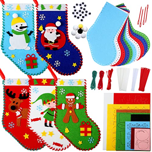 Breling 10 Pieces Felt Christmas Craft DIY Christmas Felt Stockings