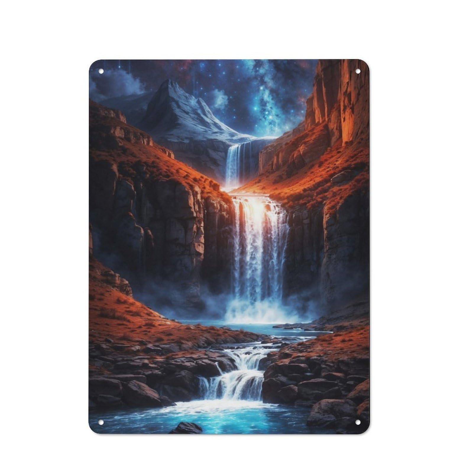 Junmoney Majestic Waterfall Metal Plaque 40X30cm With For Garage Wall, Rustic Decor, For Winter Interiors And Metal Sign Collectors