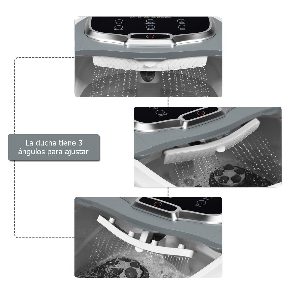 COSTWAY Bañera para Pies 500W Masajeador de Baños para Pies Eléctrico Temporizador de 10-60 Minutos / 35-48 ℃ con Rodillo de Masaje (Gris)