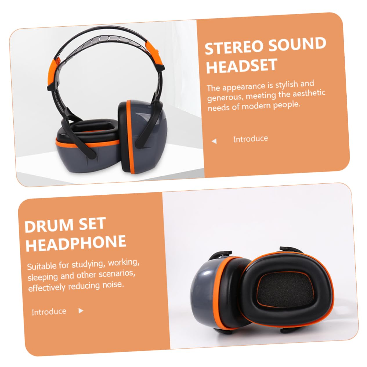 Homoyoyo 4stücke Noise Cancelling Earmuffs Für Erwachsene Effektive Geräuschreduzierung Für Arbeit Studium Und Schlaf Leicht Und Tragbar Stilvolles Design Orange Für Drum Recording Und