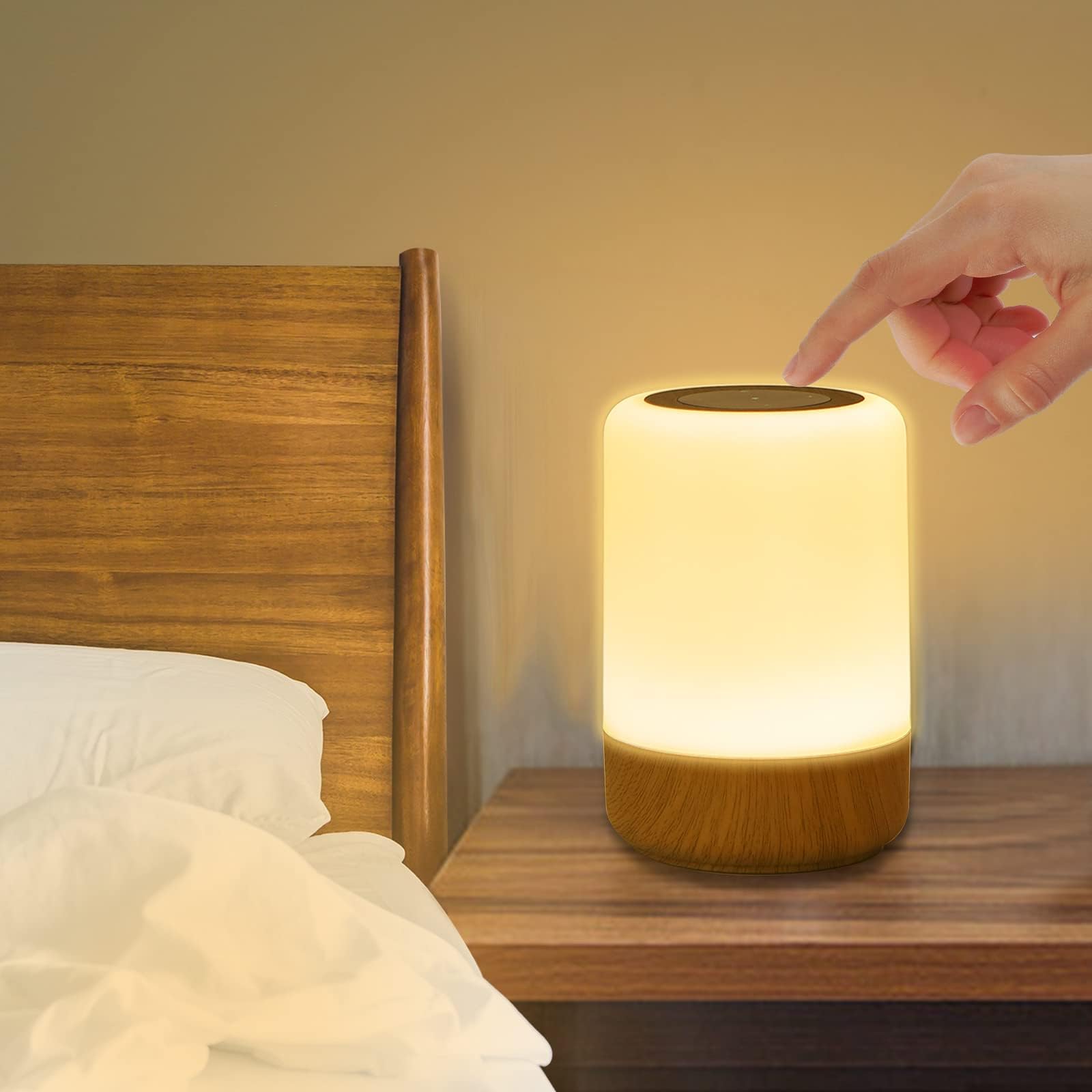 Touch Lamp Rechargeable Lamp, Wireless Dimmable Touch Night Light with 8 RGB Color Changing & 3 Modes, LED Bedside Lamp for Bedroom, Baby Nursery Kids, Nightstand