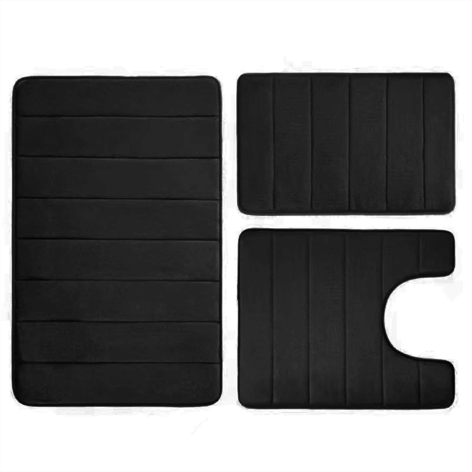 Carotoe Black Absorbent Bathroom Carpet Set Nonslip Washable Toilet Mats Flannel Rugs For And Salon Washable Toilet Mats