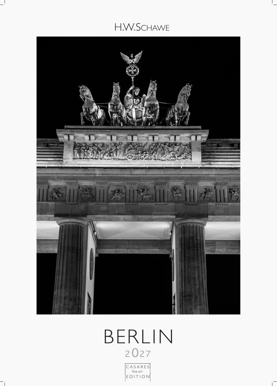 Berlin schwarz-weiss Kalender 2027 - Wandkalender | Fotokalender Deutschland 59x42cm Grosses Format - Eleganter Schwarz-Weiß-Print mit beeindruckenden Berlin-Motiven