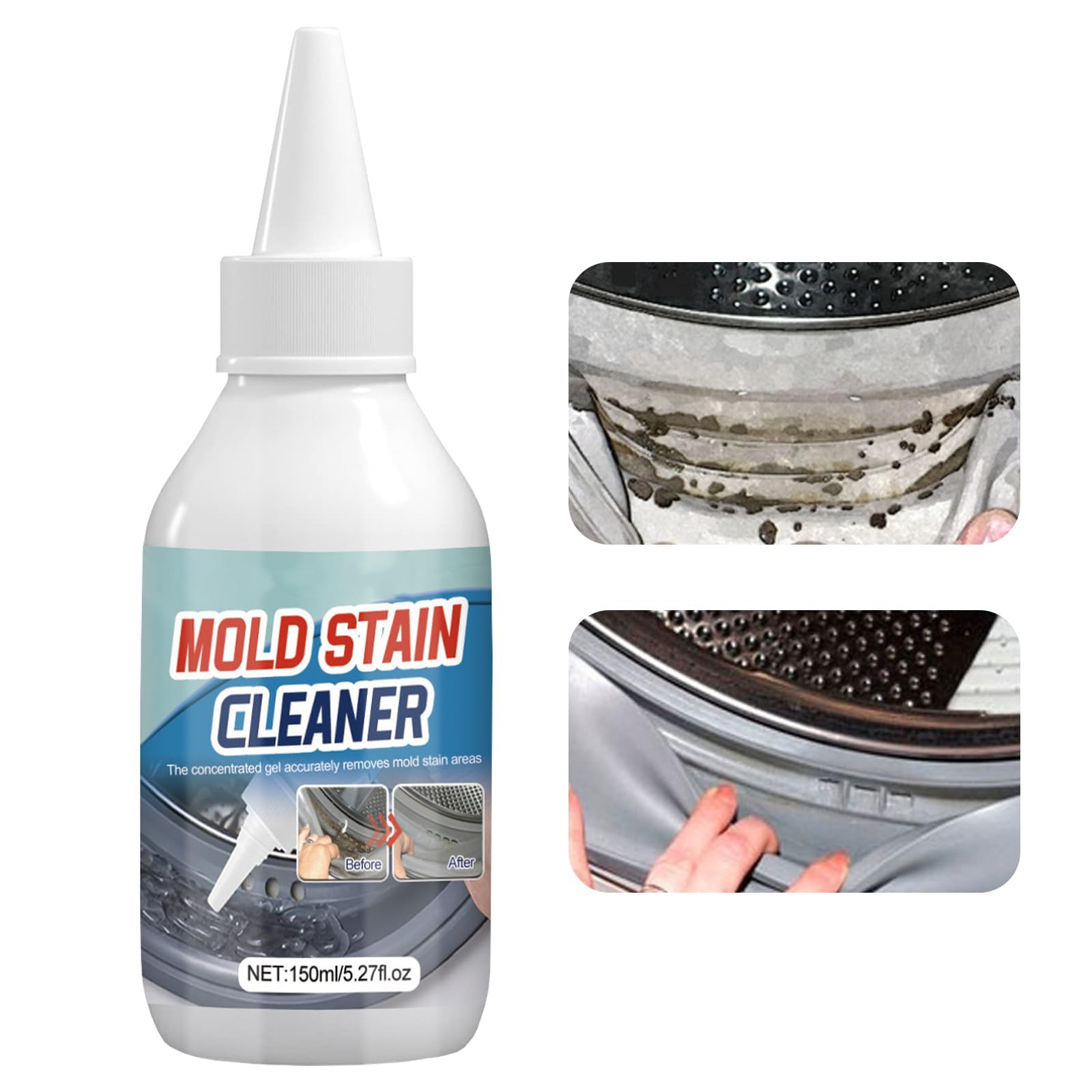 Azonee 150ml Mould Remover Gel, Household Washing Machine Mould Remover Mildew Remover Mould Magic Mould Remover For Bathroom Toilet Washing Machine Seal Kitchen Sink Grout Tile Stains