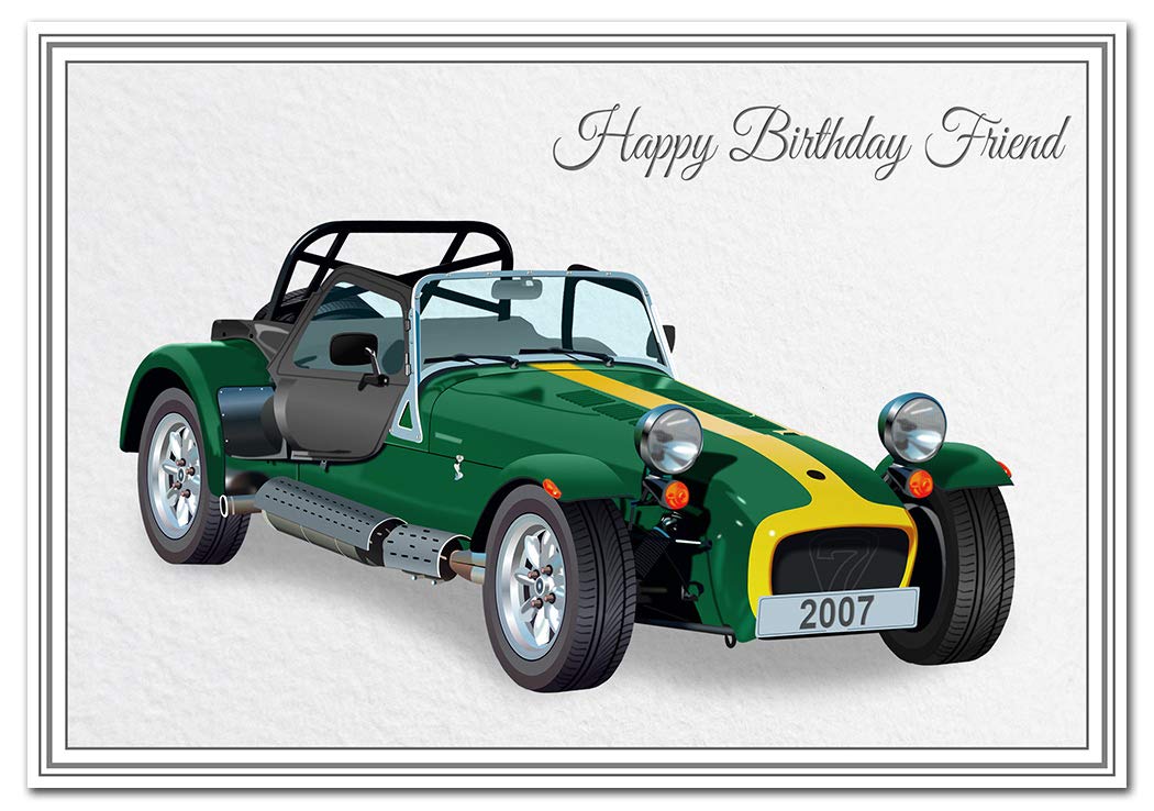 Stunning Birthday Cards Men - Unusual Unique Classic Car - Dad Son Fiancé etc. (Friend Birthday Card - Sports Car)