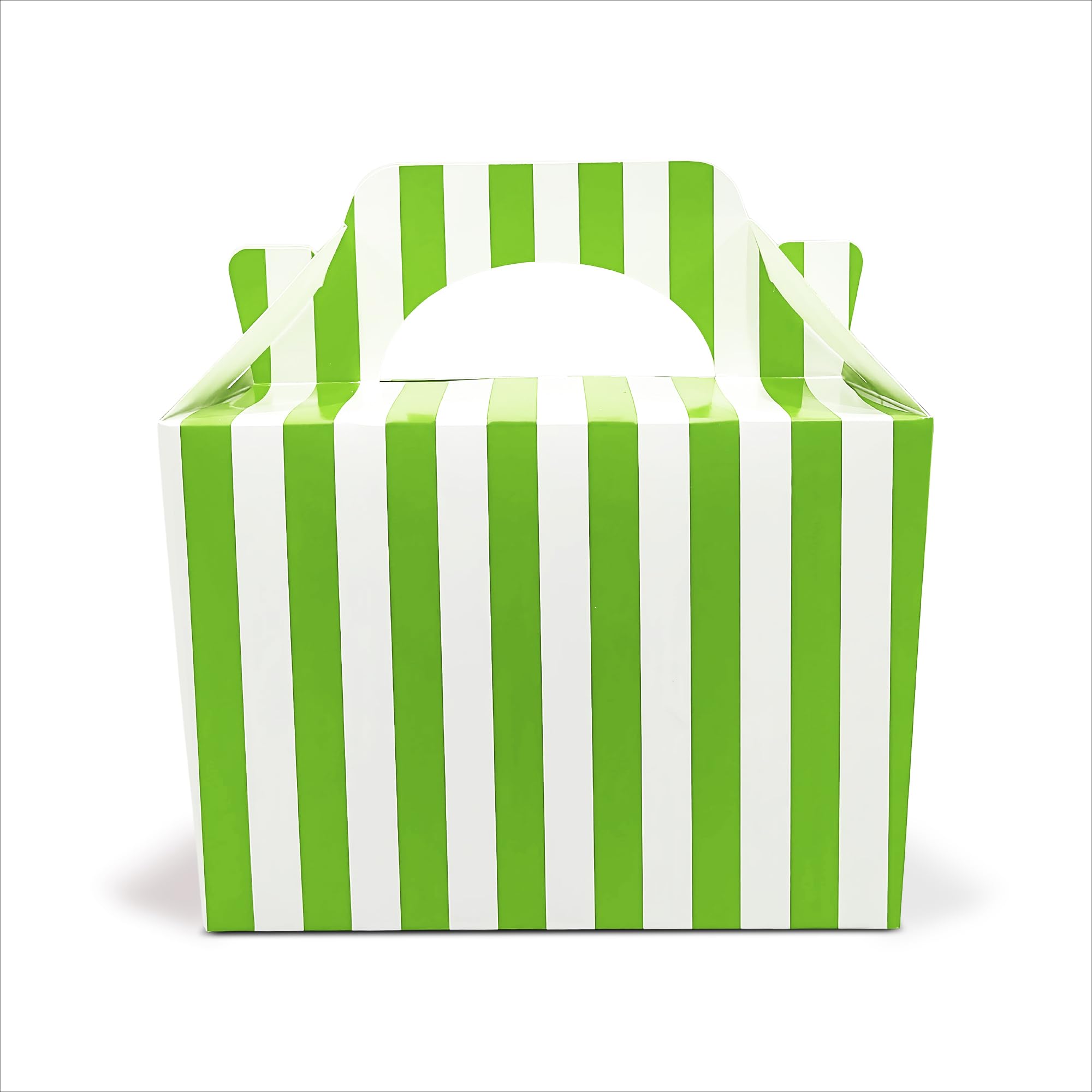 Lotus 10 x Stripe Design Spotty Children/Kids Party Boxes Carry Food Meal Fun Picnic Birthday Wedding Favour/Baby Shower Party Halloween Trick or Treat Box Loot Bag (Neon Green) โ image 1