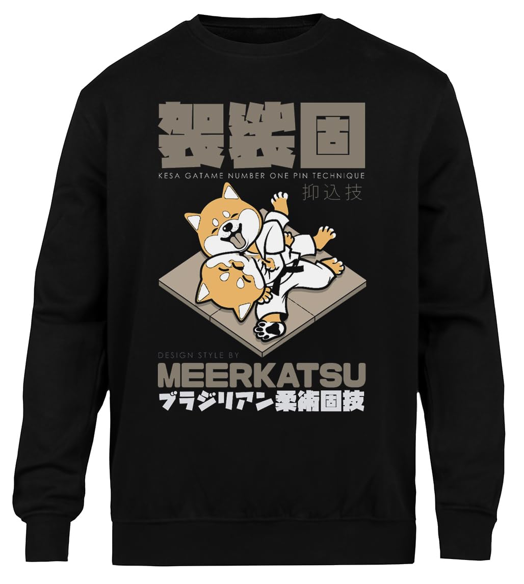 Cachorros Kesa Gatame Sudadera Negra Unisex Sudadera Ecológica Unisex Black Sweatshirt Eco-Friendly Crewneck