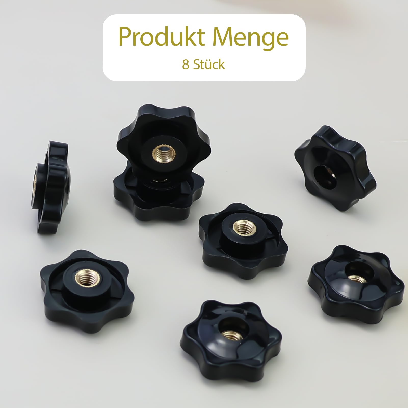 8 pezzi dadi a stella M6, manopole a stella M6, manopole a stella, diametro esterno 32 mm, nero, per mobili, macchine, supporto, scaffali, apparecchiature elettroniche