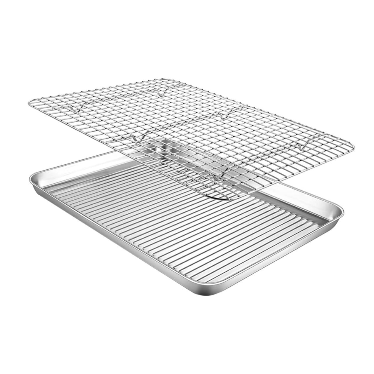 Toyvian Edelstahl Backblech mit Wiederverwendbarem Verschleißfestem Drahtgitter Multifunktionales Küchen backzubehör für Backofen und Camping Lebensmittelecht Einfache Reinigung