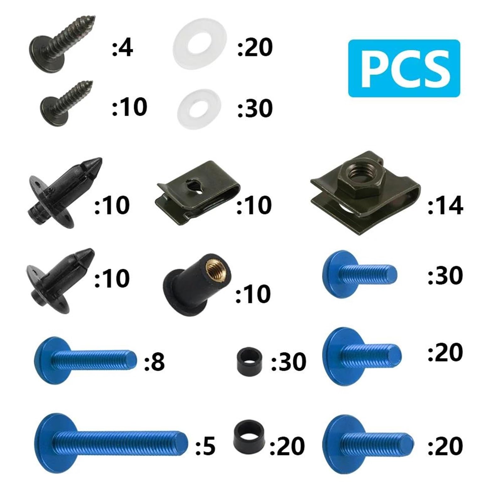 253 Pezzi Viti Per Carenatura Moto Per Yamaha YZF R1 R3 R6 R6S R25 FZ1 FZ6 FZ8 MT07 09 FZ07 Per Tracer FZR600 750R(Nero)