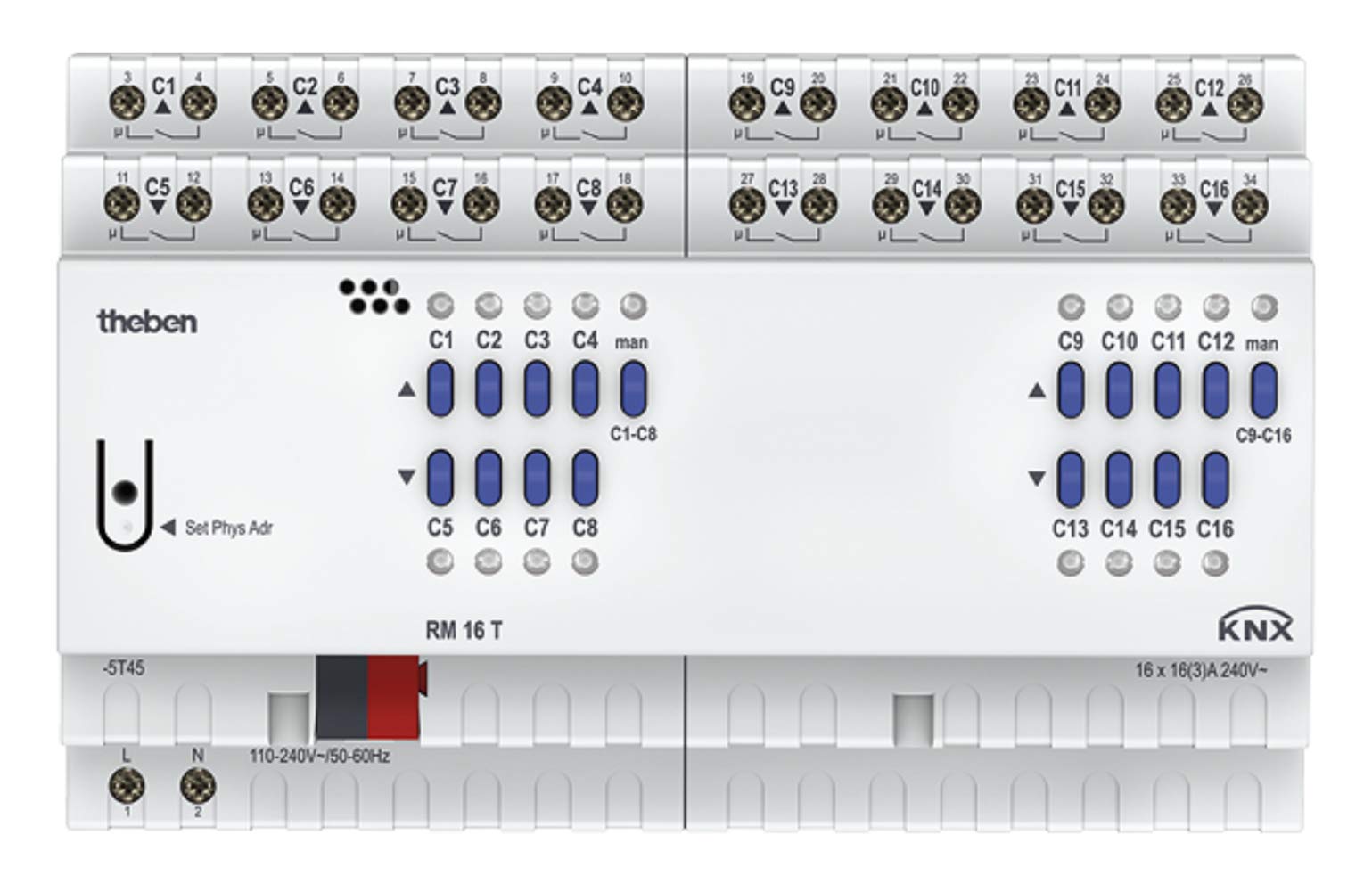 Theben RM 16 T KNX Schalt/Jalousieaktor 8/16-fach, 4940205