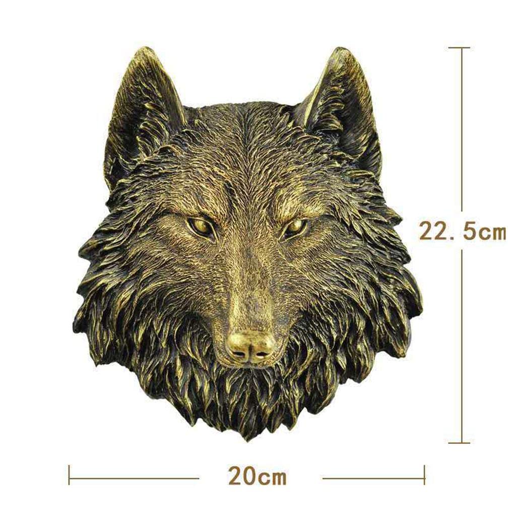 con Cabezas de Animales, Escultura Rústica de Pared, Estatua Grande para Colgar en La Pared, Decoración de Pared de Resina, Lobo, Individual