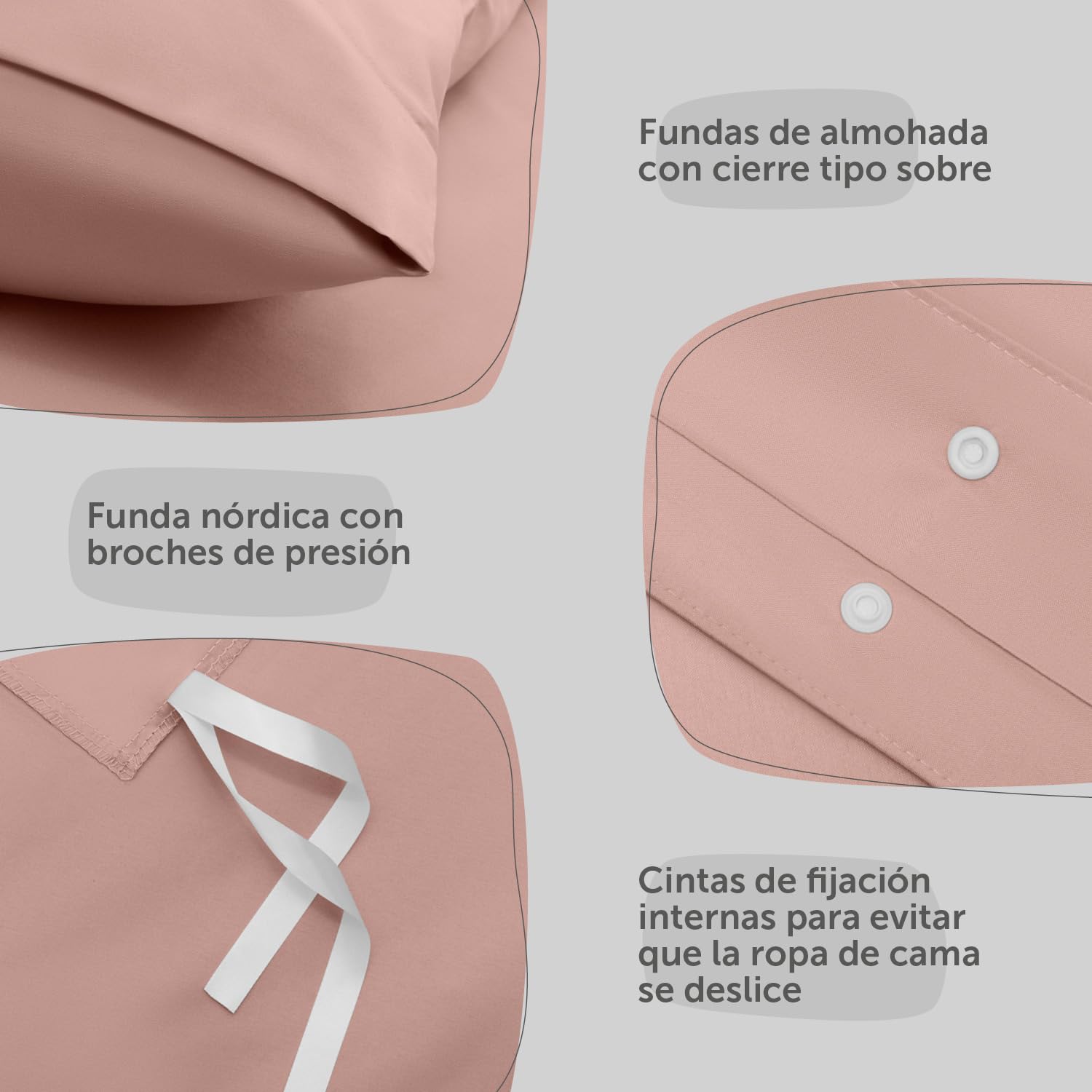 Blumtal Ropa de Cama de 200 x 220 cm y 2 Fundas de Almohada de 80 x 80 cm, Fundas nórdicas de Microfibra Transpirable, Juego de Funda nórdica Supersuave, Certificado Öko-Tex, 3 Piezas, Color Rosa