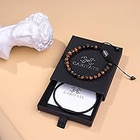 Vista 37 de Black Beaded Bracelets for Men Boys: 6mm Obsidian Onyx Lava Beads Mens Bracelet Set Mens Jewelry - Cool Anniversary Valentines Fathers Birthday