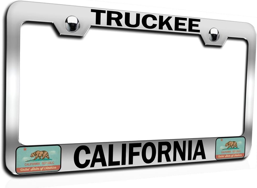 Makoroni - Truckee California Californian California Ch Steel Auto SUV License Plate Frame, License Tag Holder