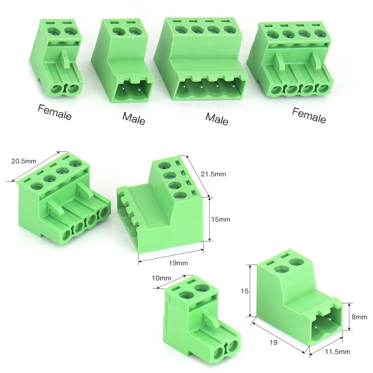 PENGLIN 24Pcs 5.08mm Screw Terminal Block Connector Kit, 0.2" Pitch 2P 3P 4P PCB Mount Pluggable Terminal - Image 3