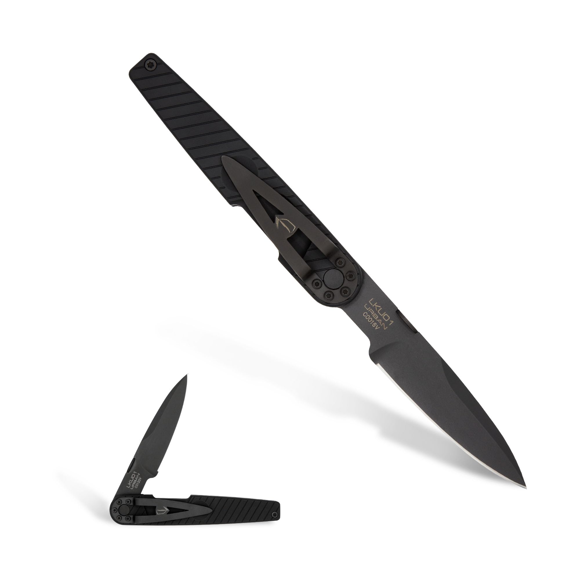 Extrema RatioLKU01 (Urban Dark), Böhler N690 Steel Blade 58 HRC, Black Burnished Finish, Smooth Aluminum Handle, Compact Design, Italian Craftsmanship
