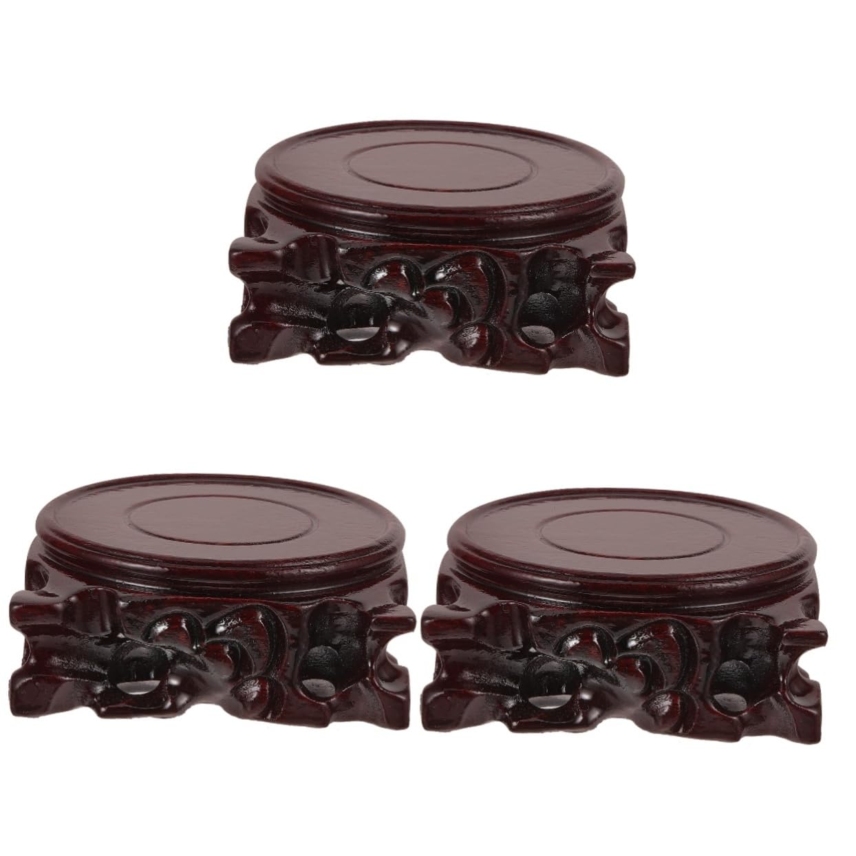 BESPORTBLE 3 Piezas Base de Madera Maciza Pedestal Madera peanas de Madera Base de Madera para exhibición Base para jarrón Soportes para Plantas Largo Pedestal de Buda Soporte para Tetera