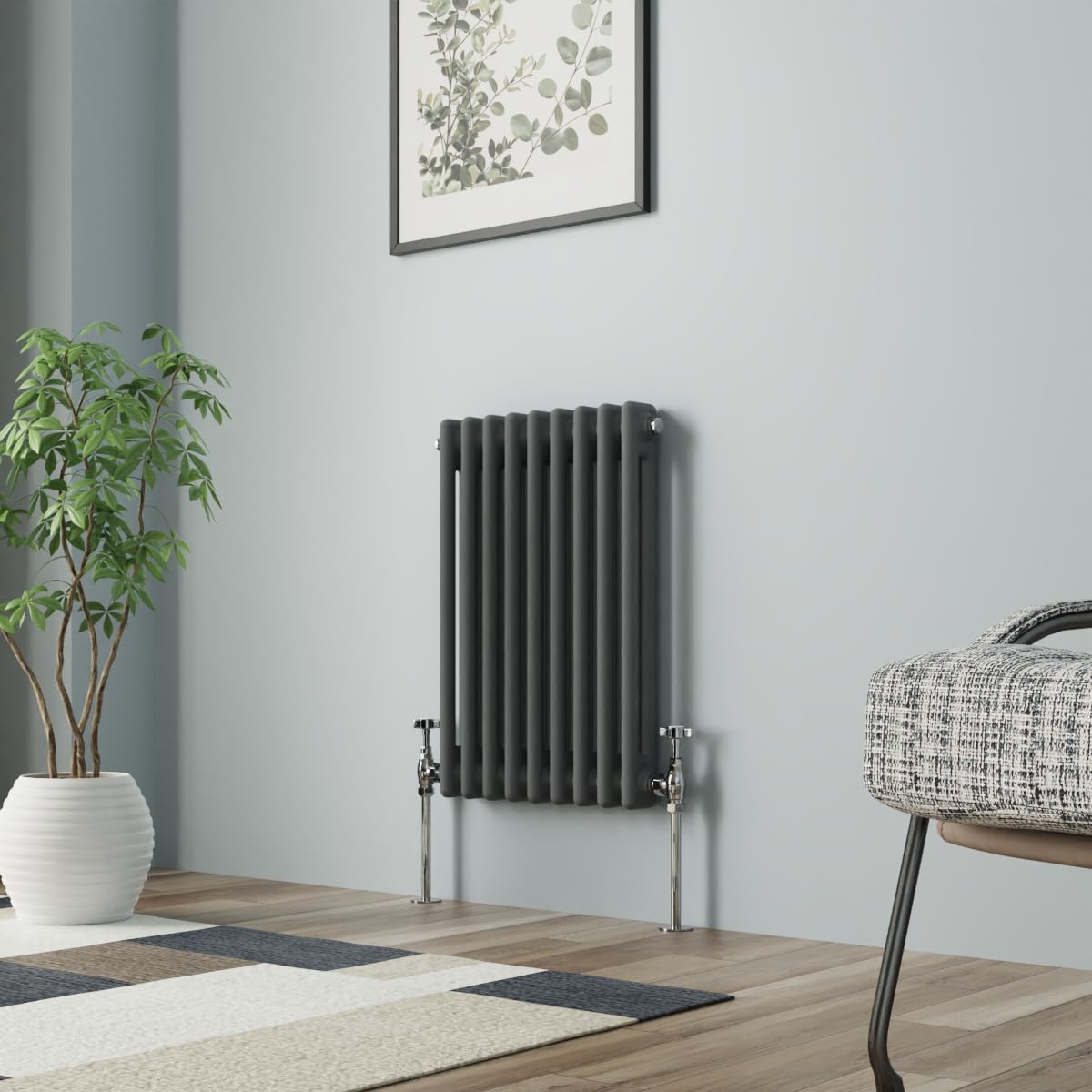 NRG Column Radiator Anthracite 600x425mm Double Cast Iron Rads
