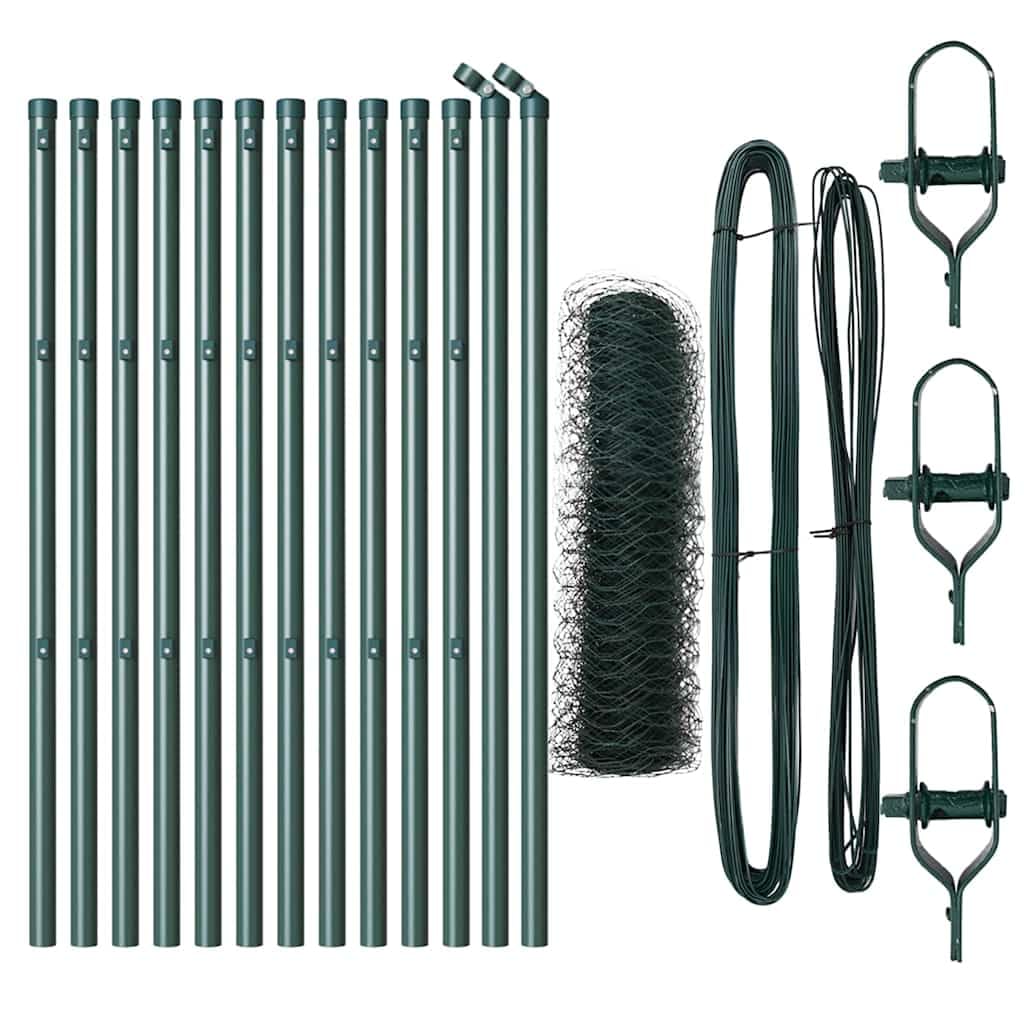 Fence Post Green 250cm x 60cm Steel PVC Garden Fencing Kit 36mm Mesh Outdoor Security Barrier Corrosion Resistant for Terrace Yard Enclosure