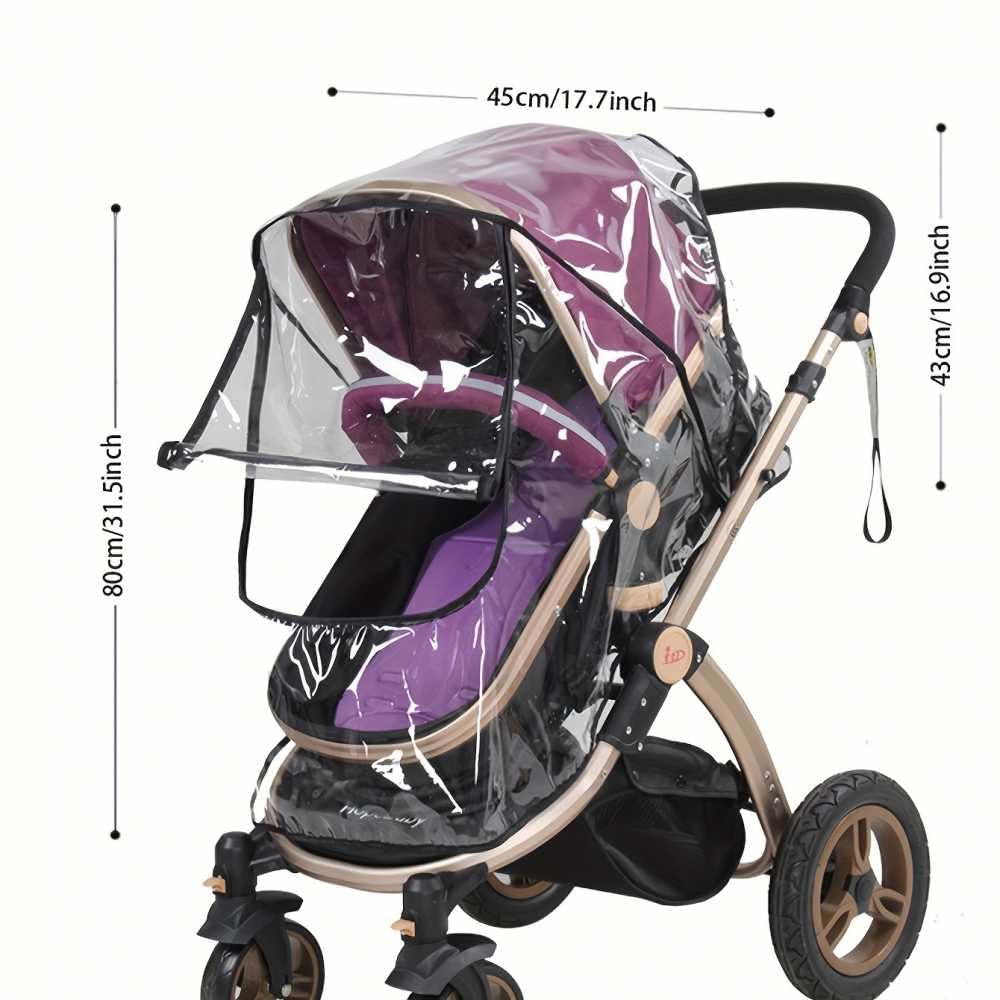 Universal Fit Stroller Rain Cover High Landscape Windproof Cover 4