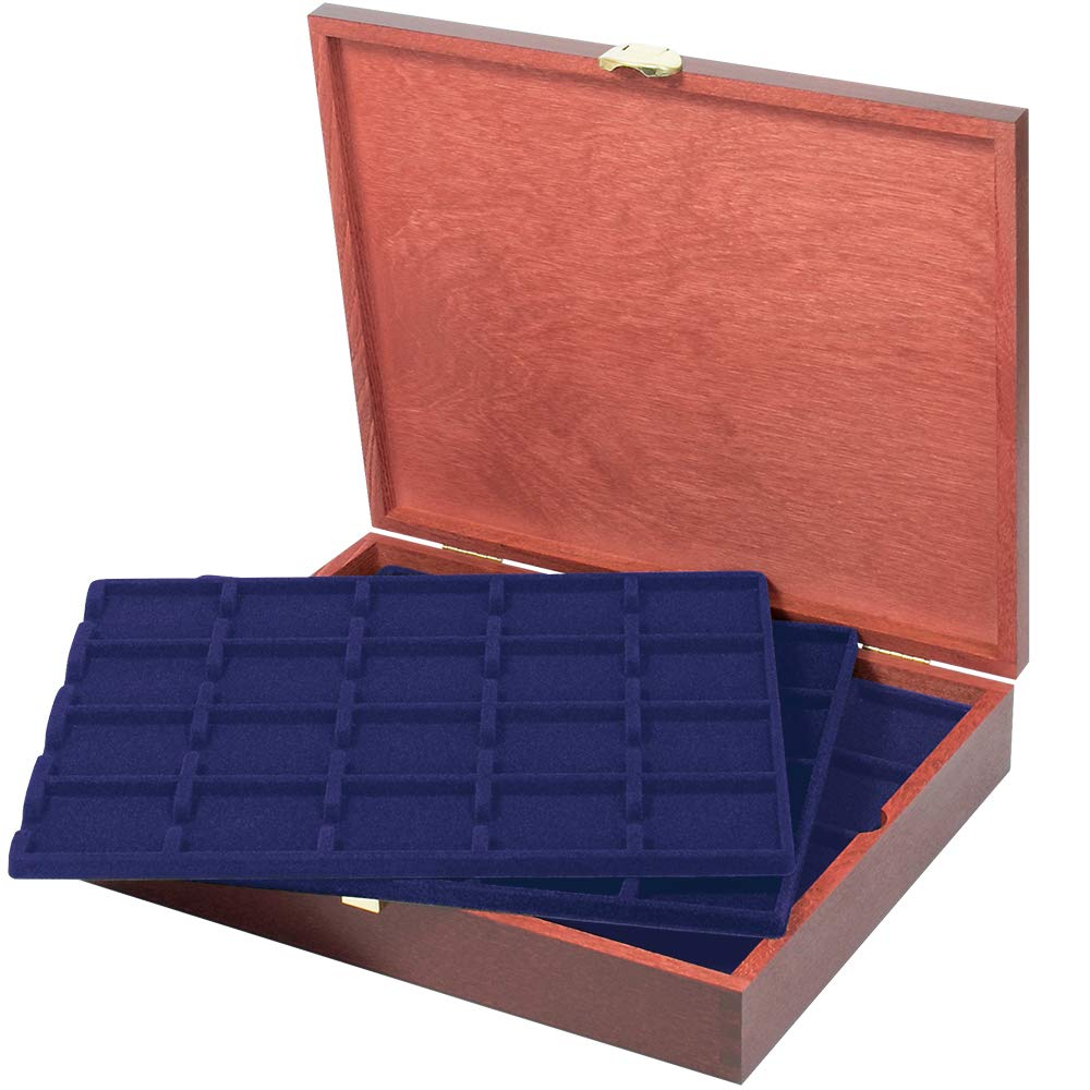 LINDNER Estuche de Madera auténtica para 100 Marquitos para Monedas de 50 x 50 mm y cápsulas Octo/CARRÉE - EDICIÓN Especial