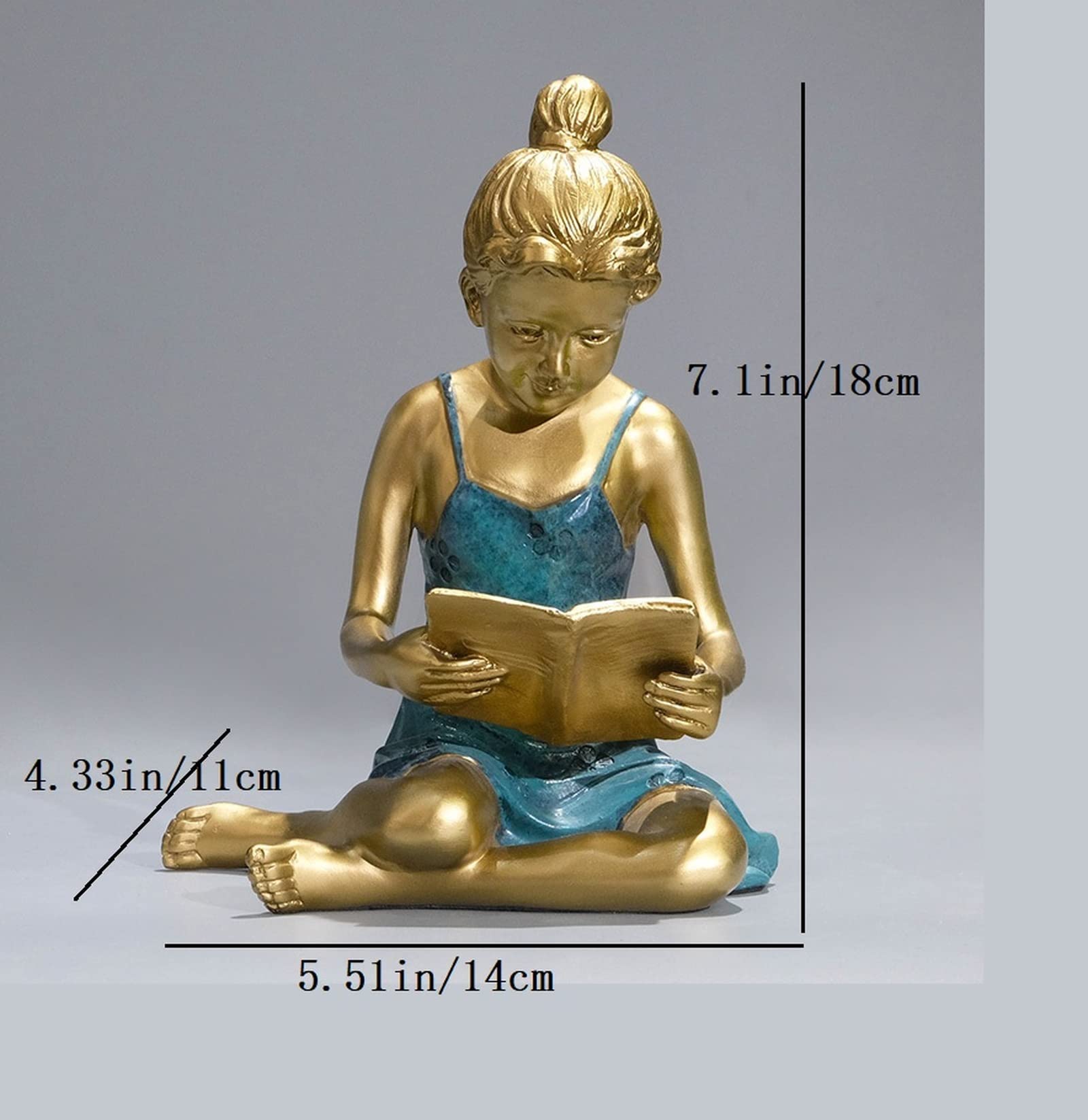 Statuetta in ottone a forma di libro di lettura per ragazzi e ragazze, decorazione per scrivania, decorazione per la casa in rame, decorazione per la camera dei bambini, regalo di compleanno