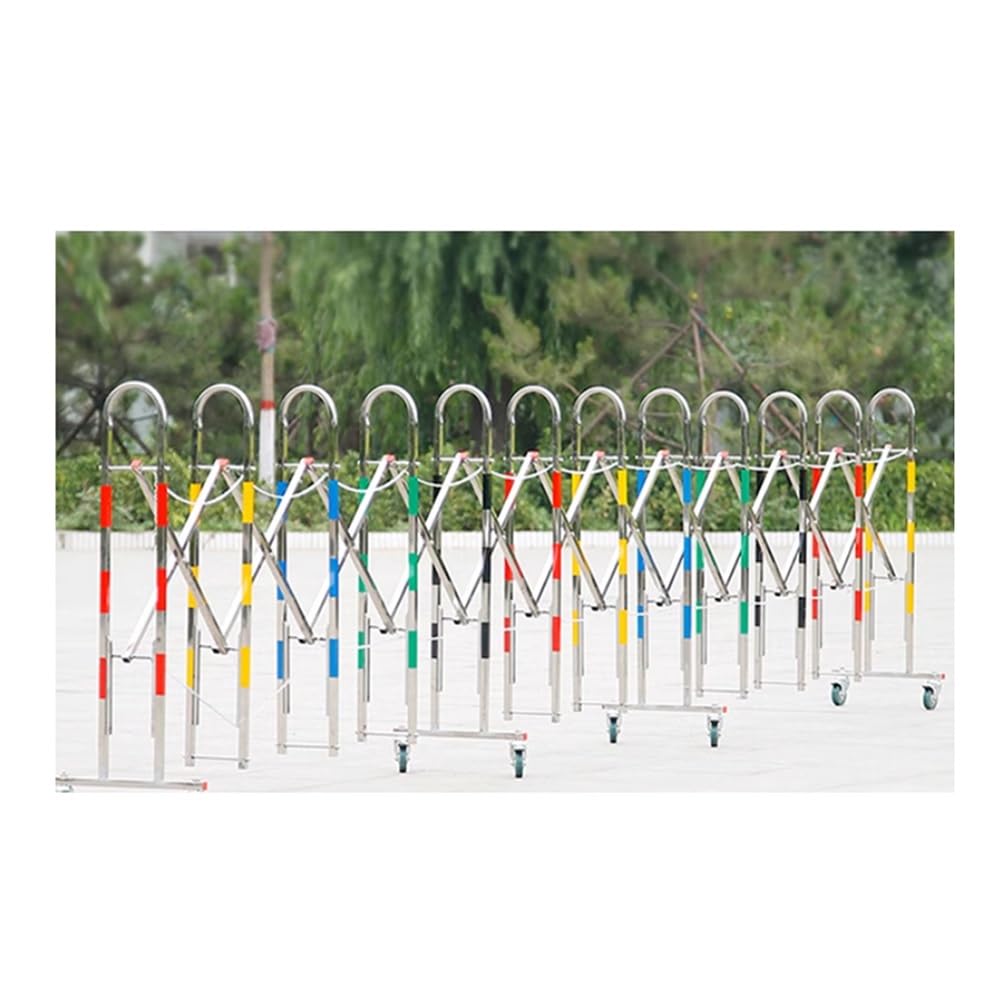Genérico Barrera de Seguridad Extensible de Acero Inoxidable, Puerta de tráfico Plegable Ajustable, Valla de Seguridad portátil con Ruedas, fácil Montaje, solución de Seguridad de 1,1 x 5 m